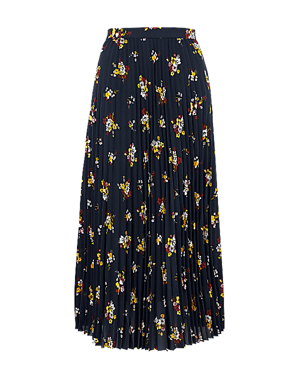 Floral Pleated Midi Skirt