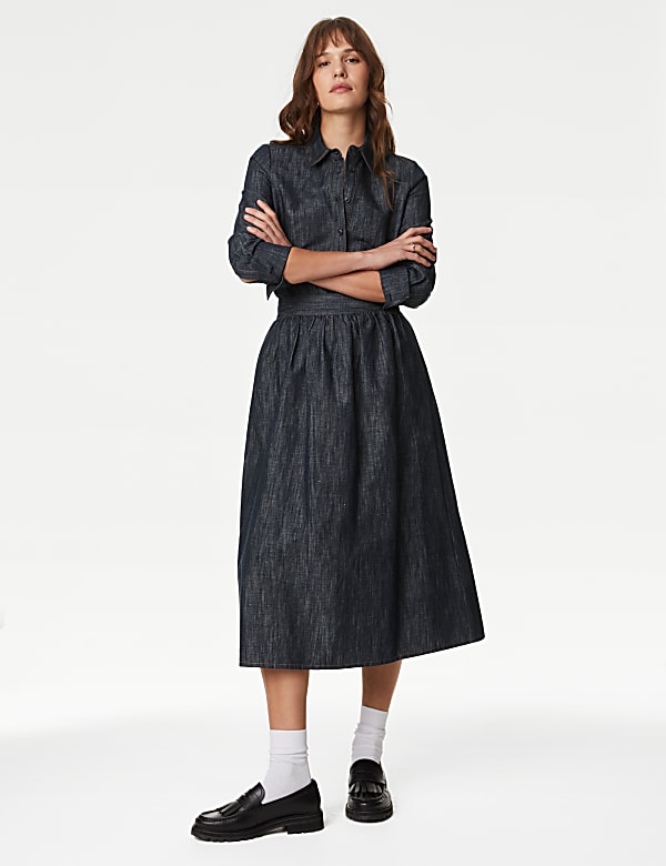 Denim Midaxi Circle Skirt - BE