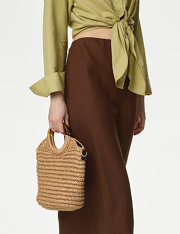 Linen Blend Midaxi Slip Skirt - CN