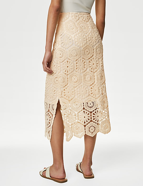 Cotton Rich Knitted Midi Column Skirt