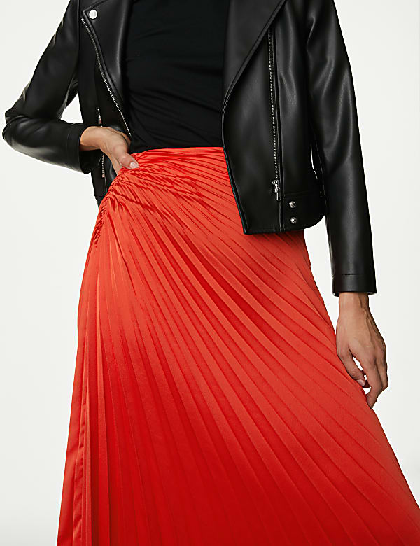Pleated Midaxi Asymmetric Skirt