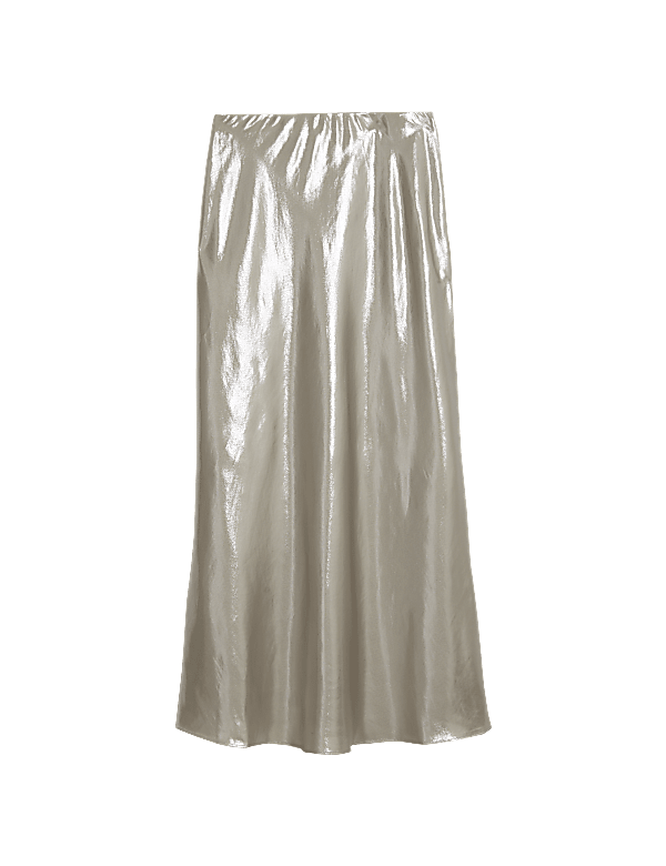Metallic Maxi Slip Skirt