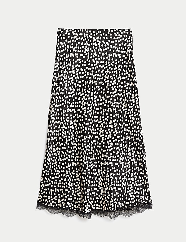 Satin Polka Dot Midaxi Slip Skirt - CH