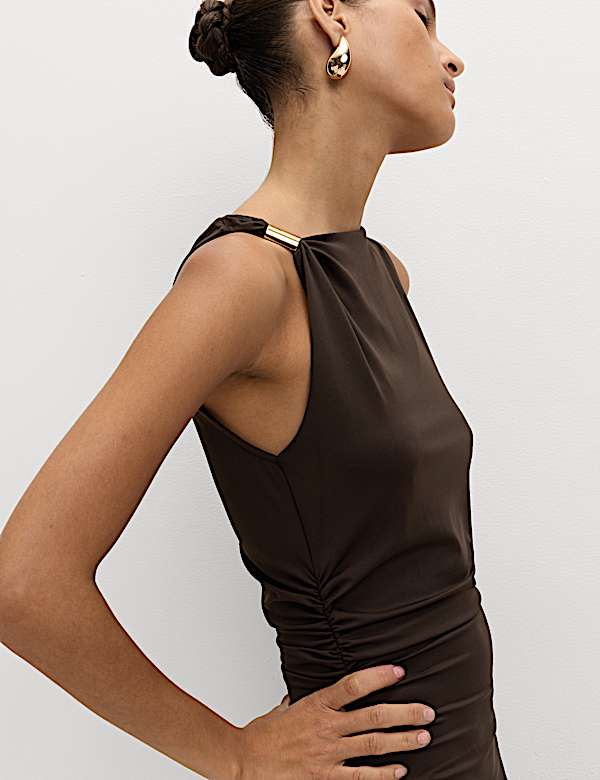 Jersey Hardware Detail Midaxi Bodycon Dress - US