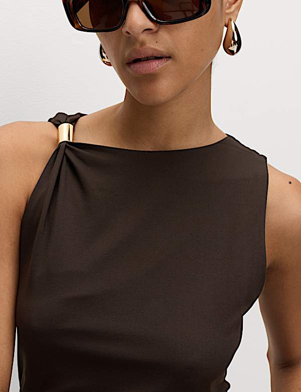 Jersey Hardware Detail Midaxi Bodycon Dress - US