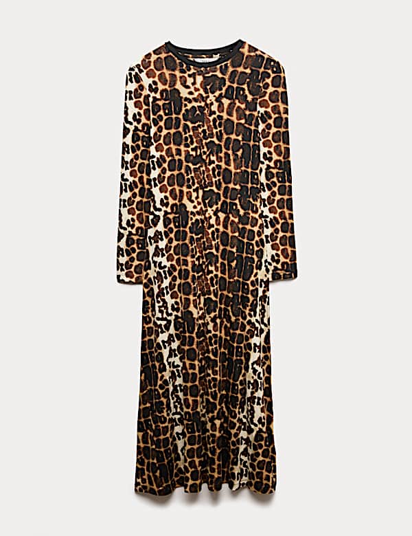 Langarm-Maxikleid aus Jersey mit Animalprint - DE