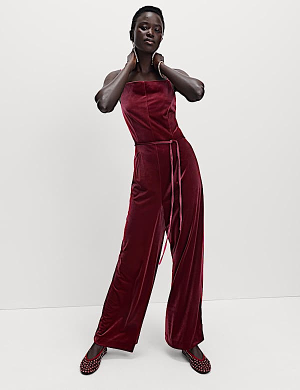 Velvet Square Neck Jumpsuit - NL