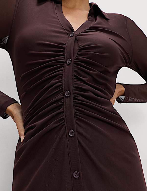 Mesh Jersey Midi Shirt Dress - IL
