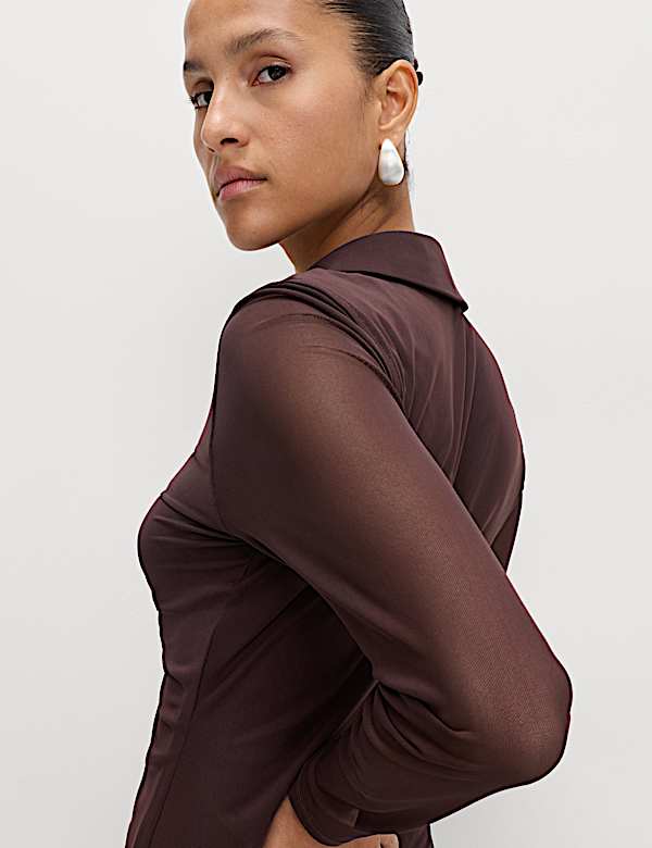 Mesh Jersey Midi Shirt Dress - IL