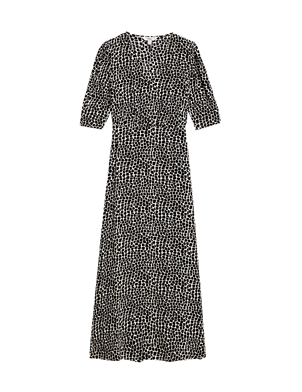 Printed V-Neck Midaxi Tea Dress