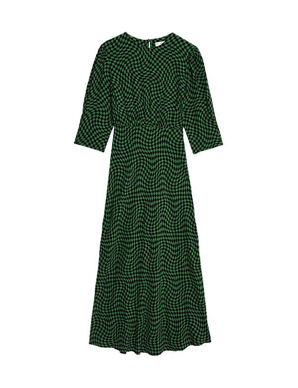 Printed Round Neck Midaxi Column Dress