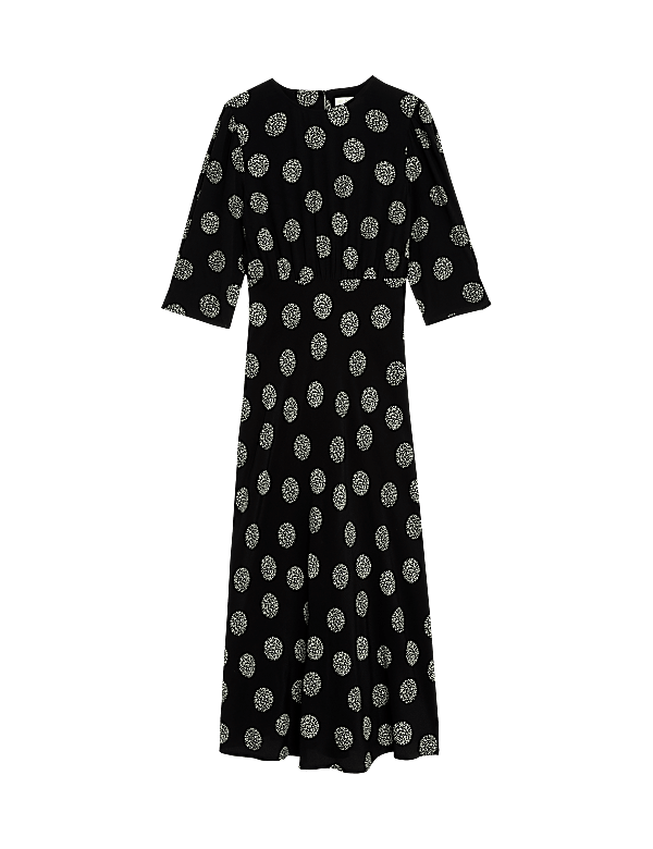 Printed Round Neck Midaxi Column Dress