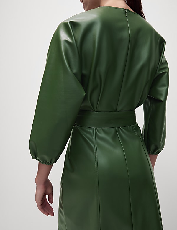 Faux Leather Belted Mini column Dress