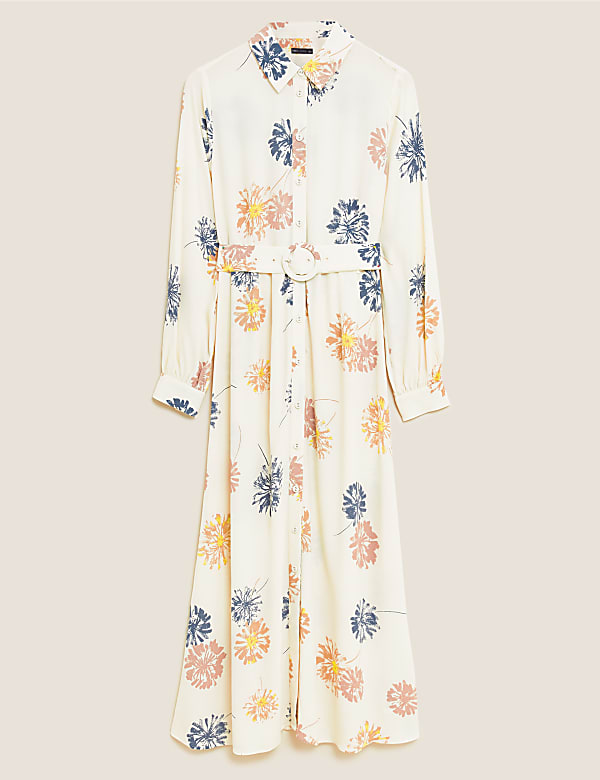 Large Floral Belt Shirt Midaxi