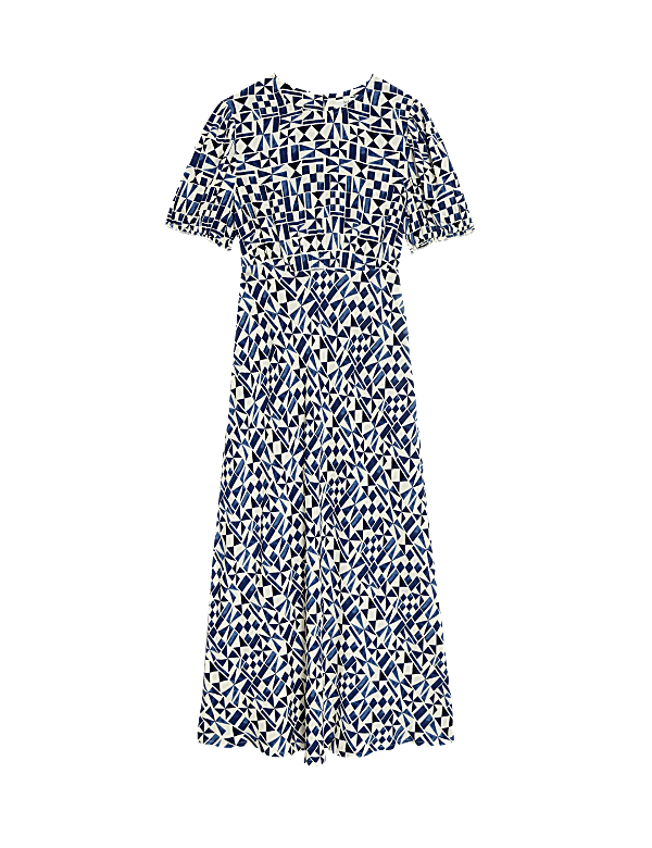 Geometric Round Neck Midaxi Tea Dress