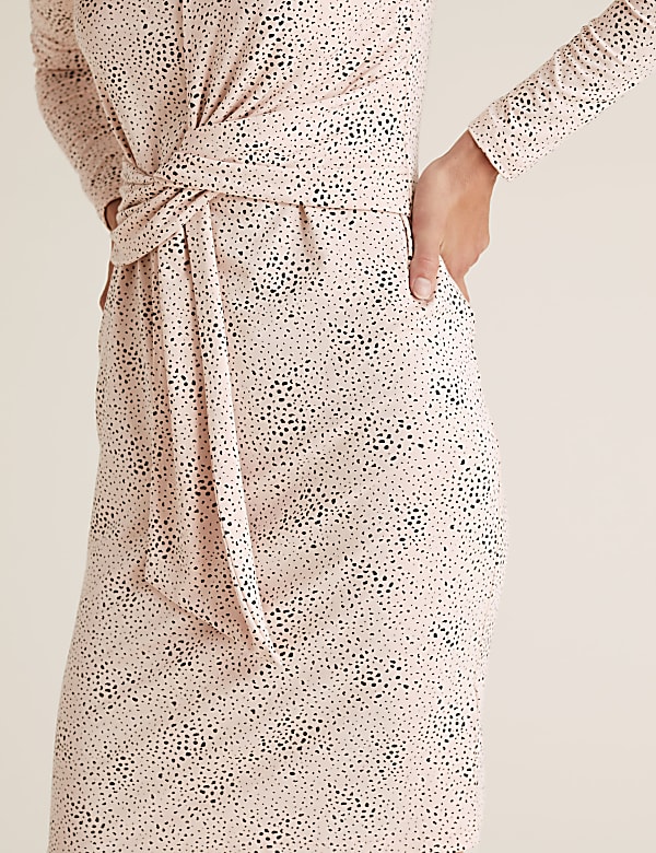 Printed Tie Front Mini Bodycon Dress