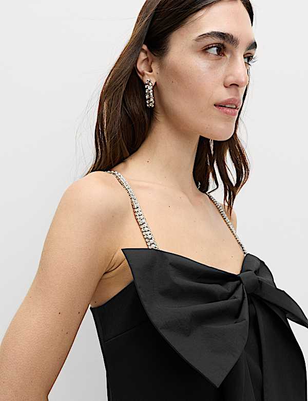 Embellished Bow Detail Mini Dress - NZ