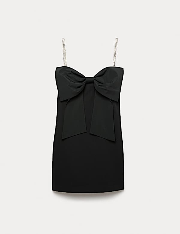 Embellished Bow Detail Mini Dress - NZ