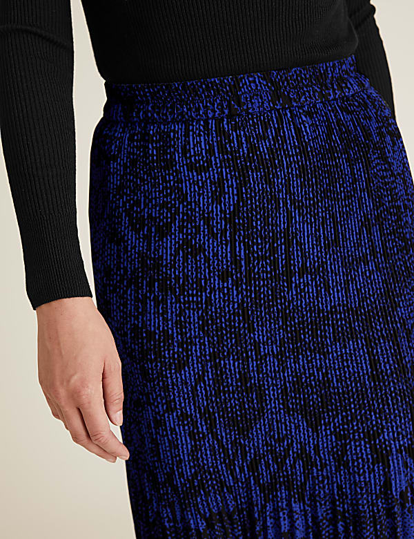 Snake Print Plisse Midi Straight Skirt