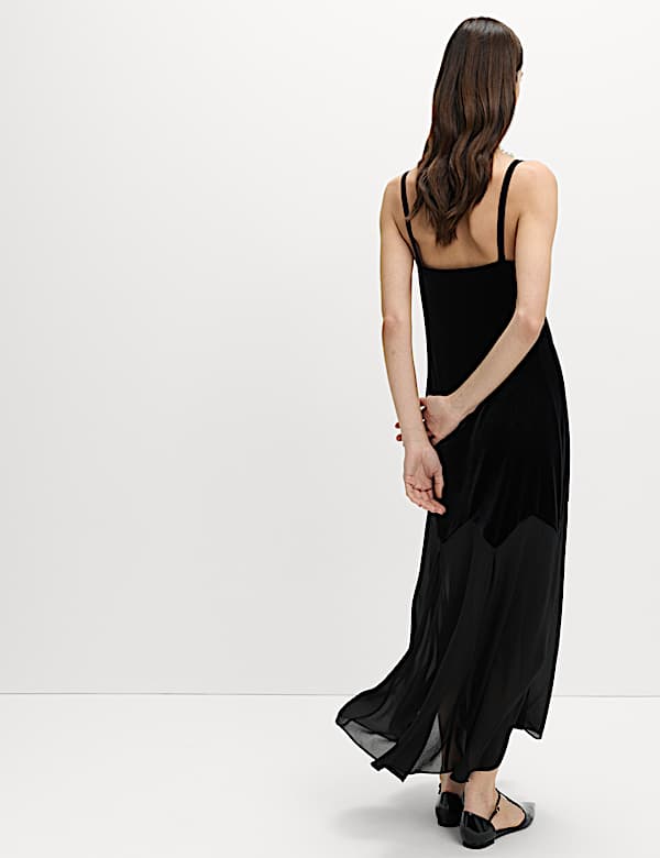 Sheer Square Neck Midaxi Slip Dress - KG