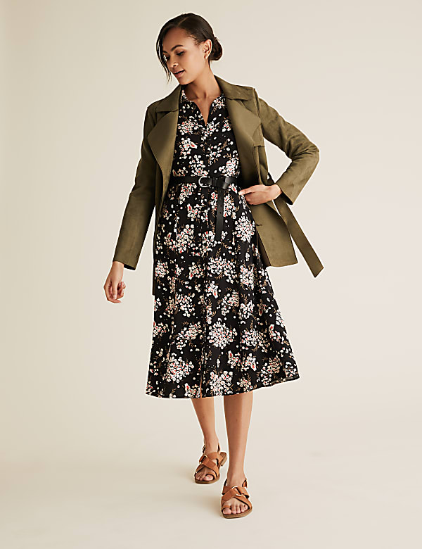Floral Midi Shirt Dress