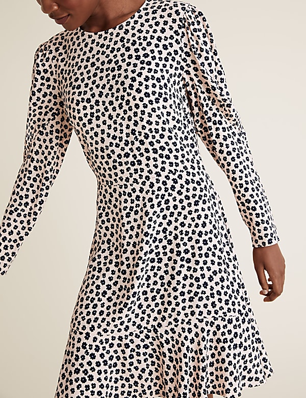Ditsy Floral Puff Sleeve Mini Tea Dress
