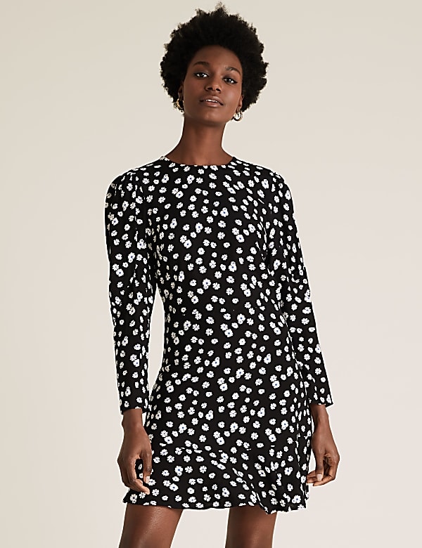 Ditsy Floral Puff Sleeve Mini Tea Dress