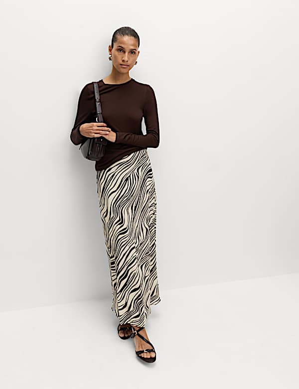 Printed Midaxi Slip Skirt - ID