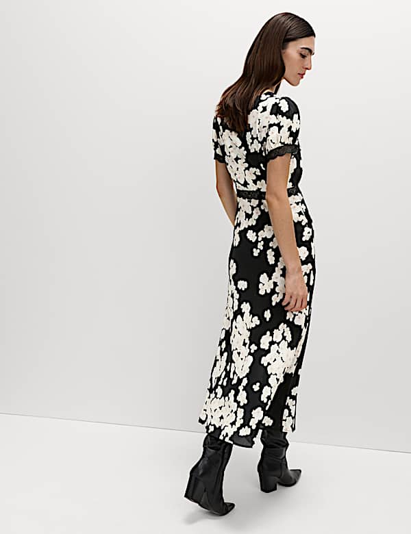 Floral Lace Detail Midaxi Tea Dress - RS