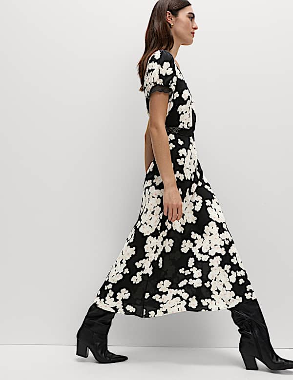 Floral Lace Detail Midaxi Tea Dress - RS