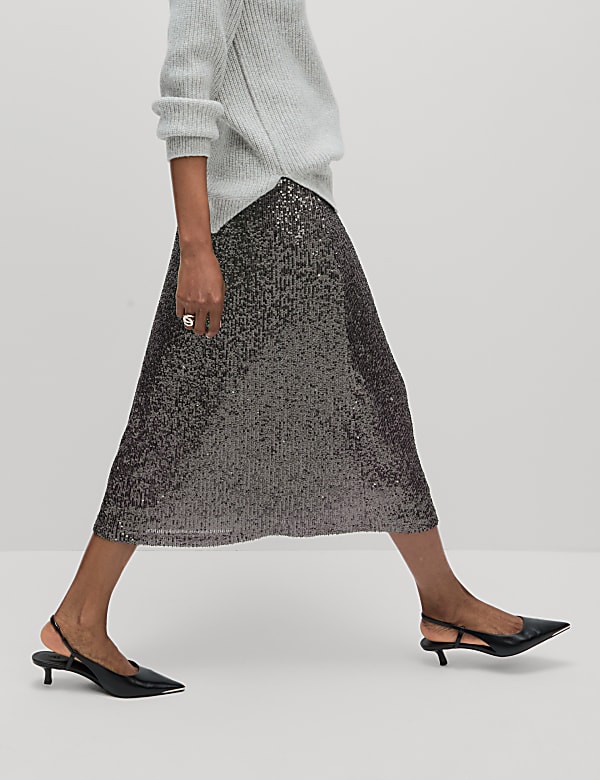 Sequin Midaxi Slip Skirt