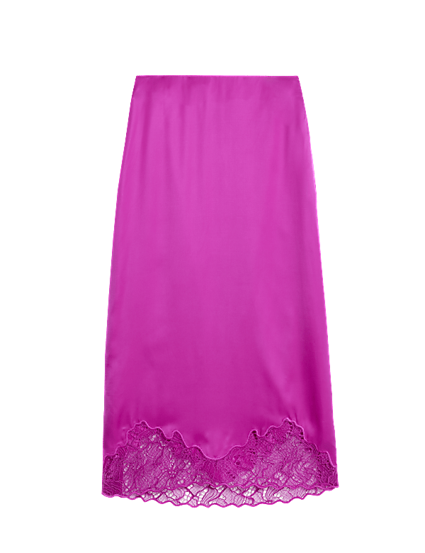 Satin Lace Midaxi Slip Skirt