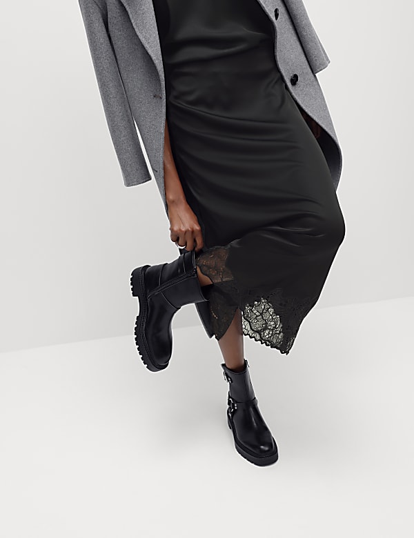 Satin Lace Midaxi Slip Skirt