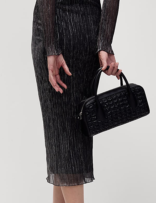 שמלת מידקסי בגזרה ישרה וצמודה מבד לורקס עם צווארון עגול - IL