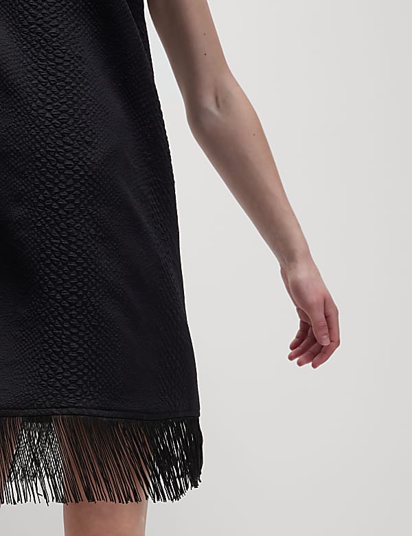 Fringe Hem Mini Shift Dress - IT