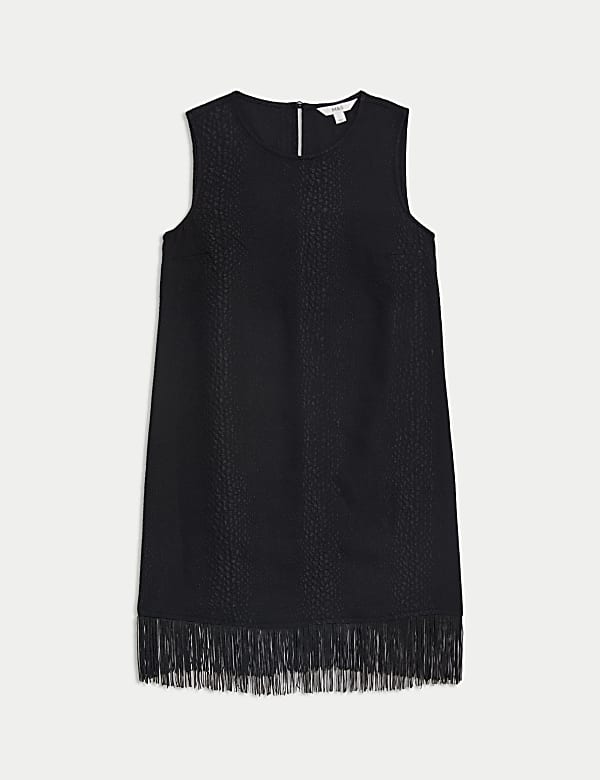 Fringe Hem Mini Shift Dress - IT
