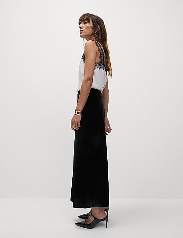 Velvet Midaxi Slip Skirt BLACK Skirts M S BE