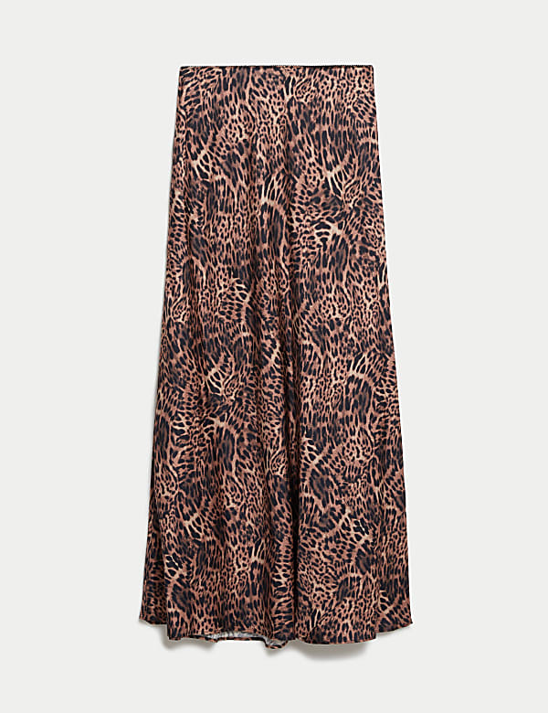 Satin Animal Print Maxi Slip Skirt - LT