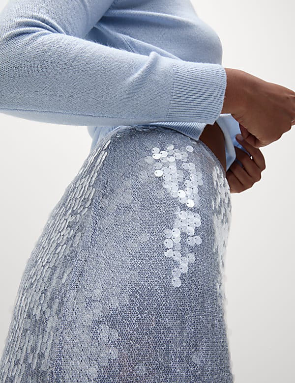 Sequin Midi Slip Skirt