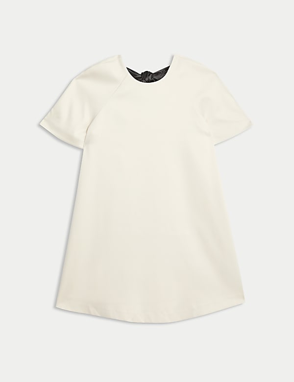 Bow Detail Round Neck Mini Shift Dress - CY