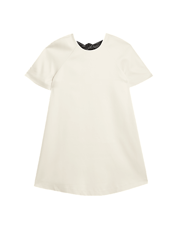 Bow Detail Round Neck Mini Shift Dress