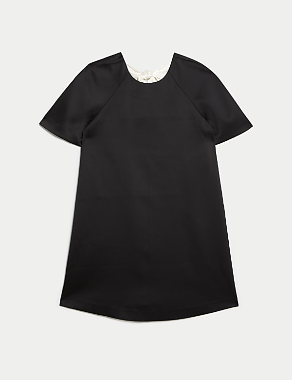 Bow Detail Round Neck Mini Shift Dress