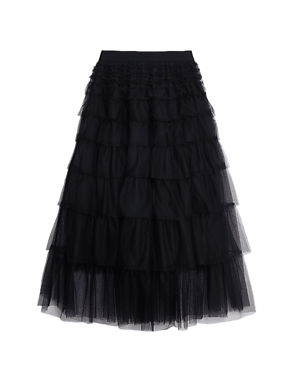 Tulle Midaxi Tiered Skirt
