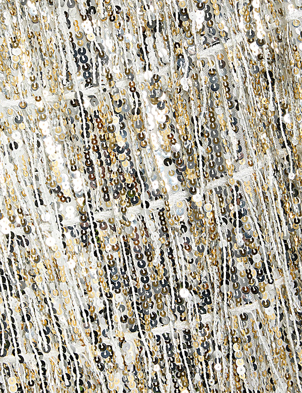 Sequin Square Neck Mini Shift Dress - HU