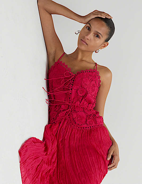 Floral V-Neck Midi Dress - HU