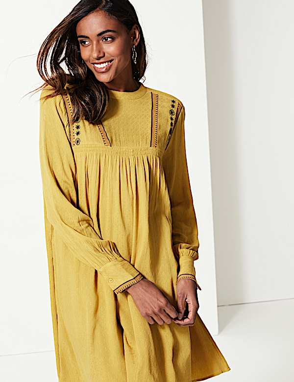 Embroidered Relaxed Mini Dress