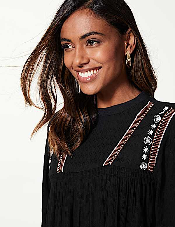 Embroidered Relaxed Mini Dress