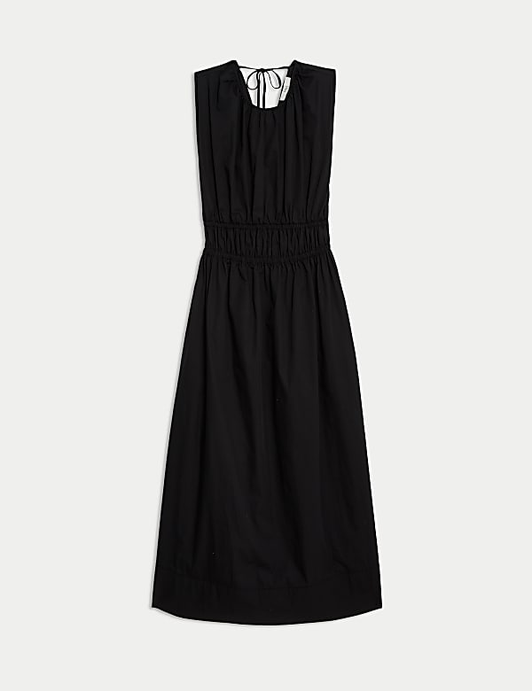 Robe midi 100 % coton &agrave; taille ajust&eacute;e - LU