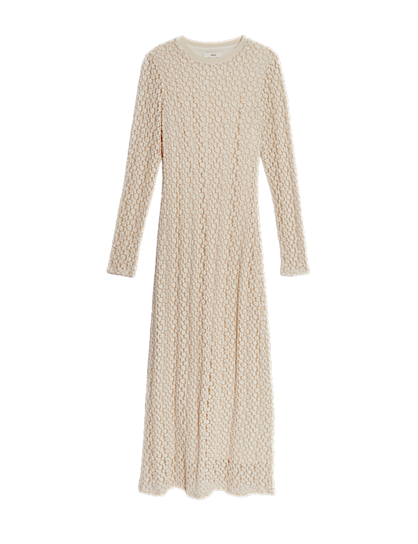 Jersey Lace Round Neck Midaxi Column Dress
