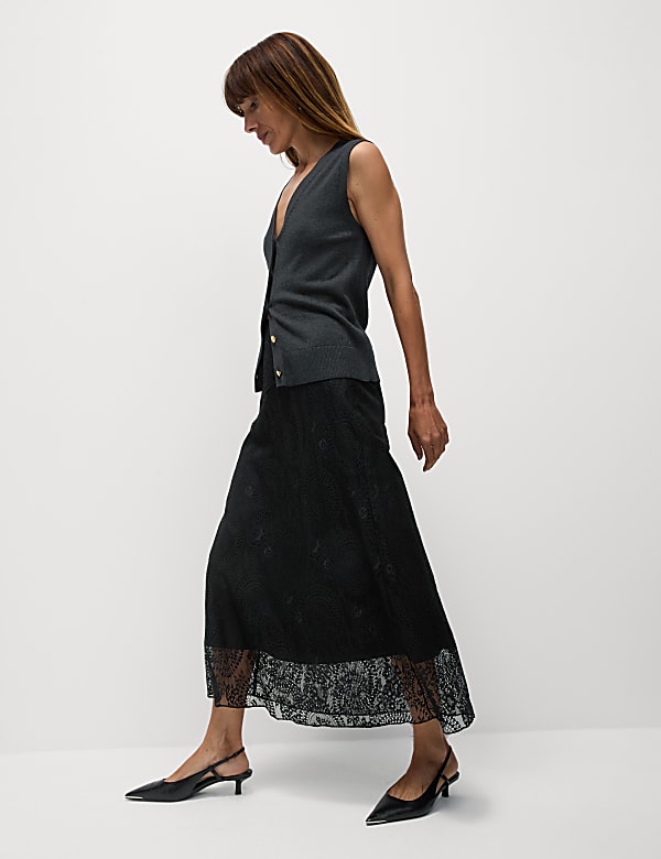Lace Maxi Skirt with Cotton